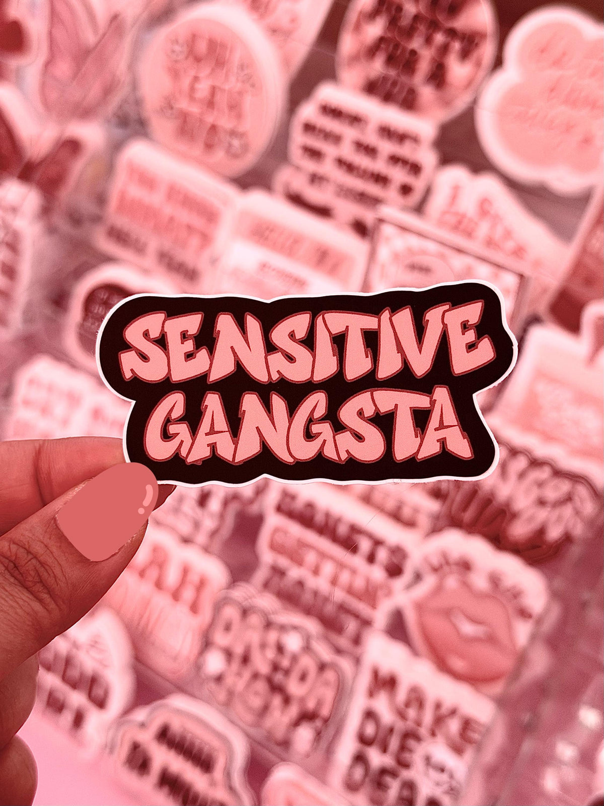Sensitive Gangsta Sticker/Magnet, 3x1.4"