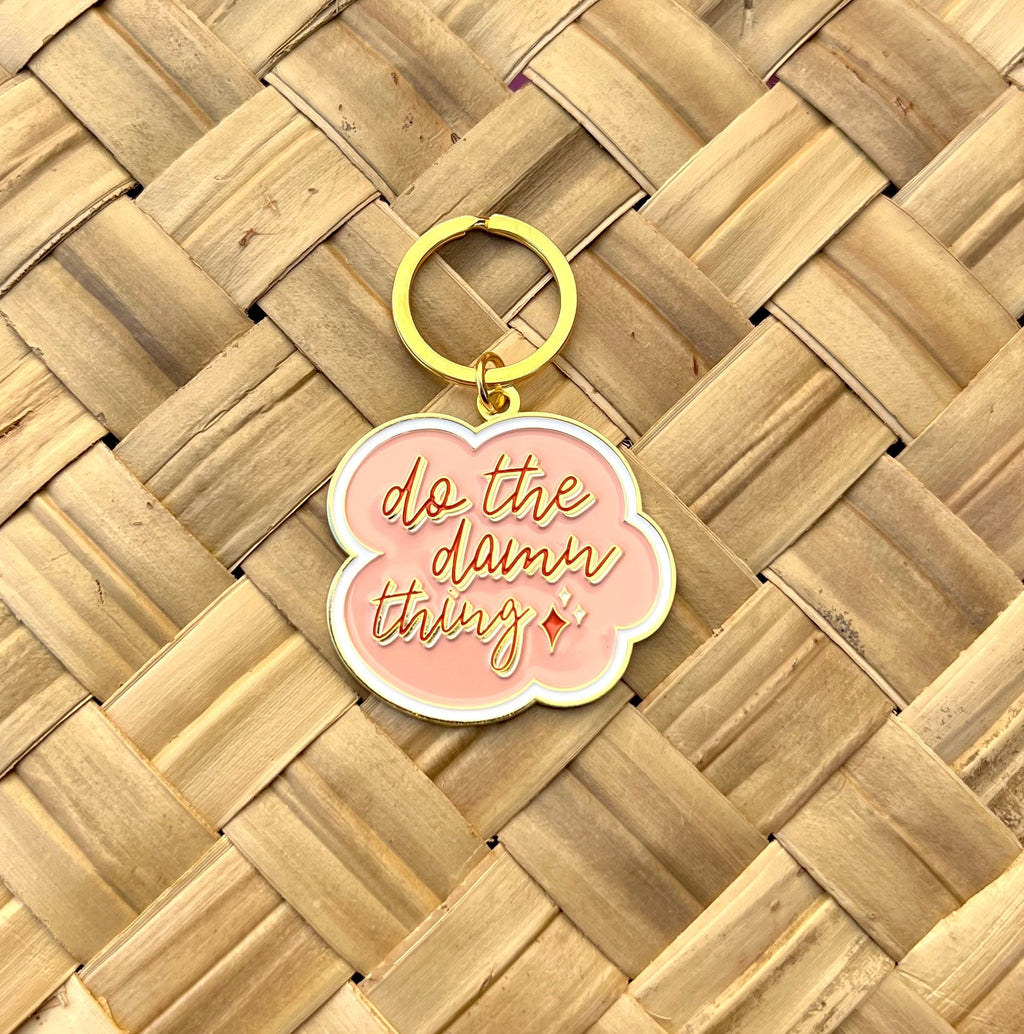 Do the Damn Thing, Soft Enamel Gold Metal Keychain, 2x1.75"