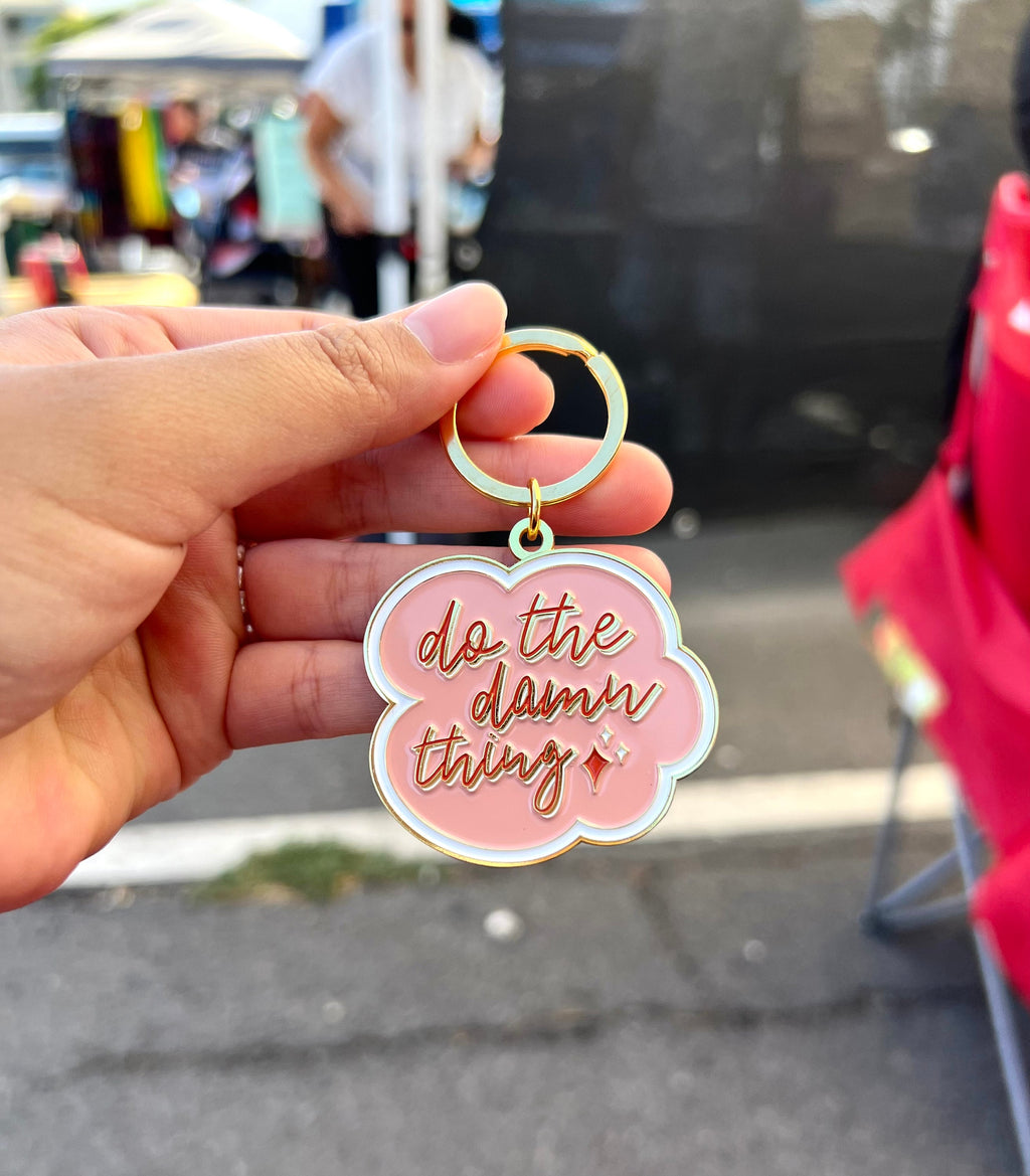 Do the Damn Thing, Soft Enamel Gold Metal Keychain, 2x1.75"