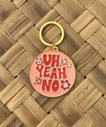 Uh Yeah No, Soft Enamel Gold Metal Keychain, 2x2"