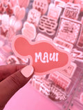 Maui Island Pink Sticker/Magnet, 3x2.13"