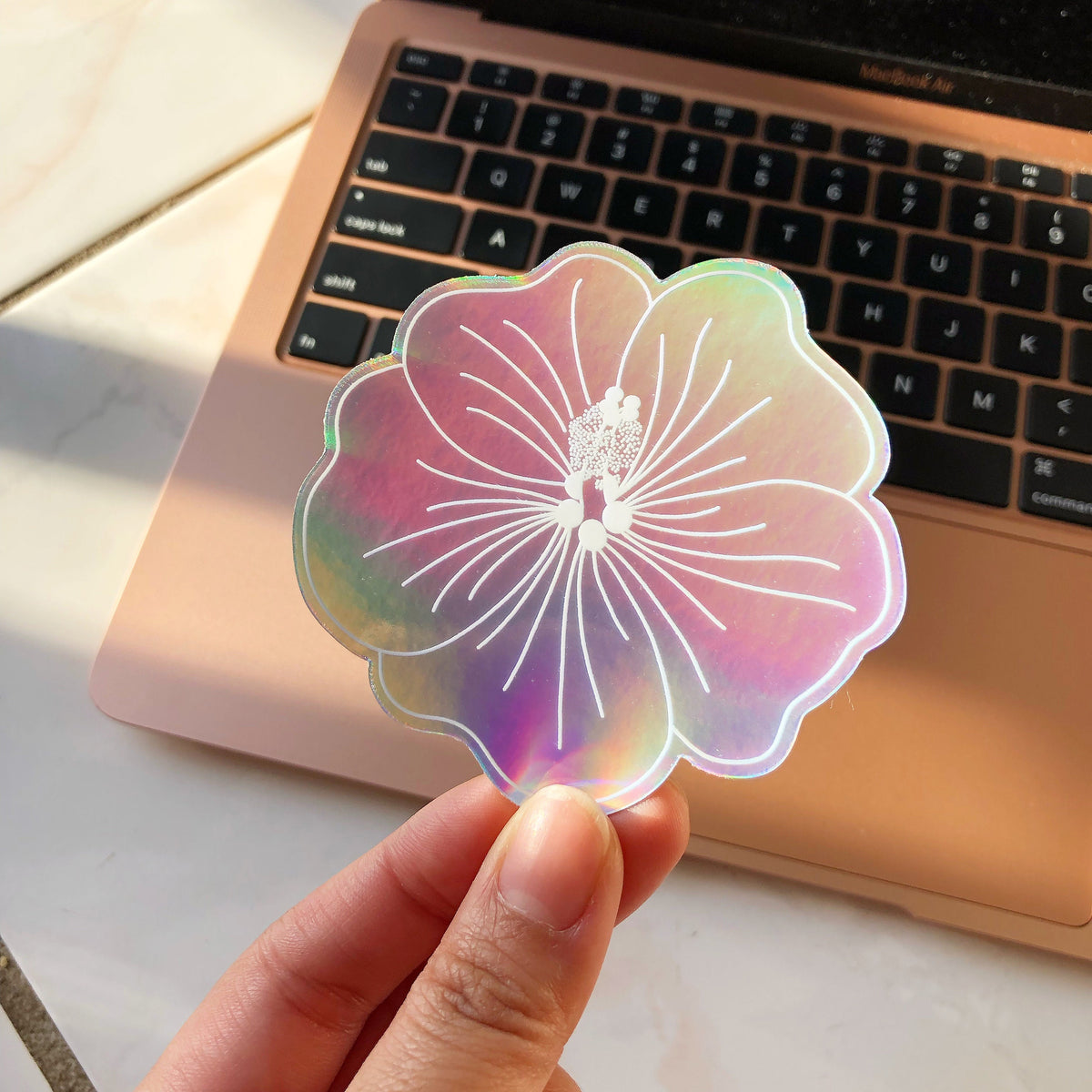 Holographic Hibiscus #1 Sticker, 3x3 in.