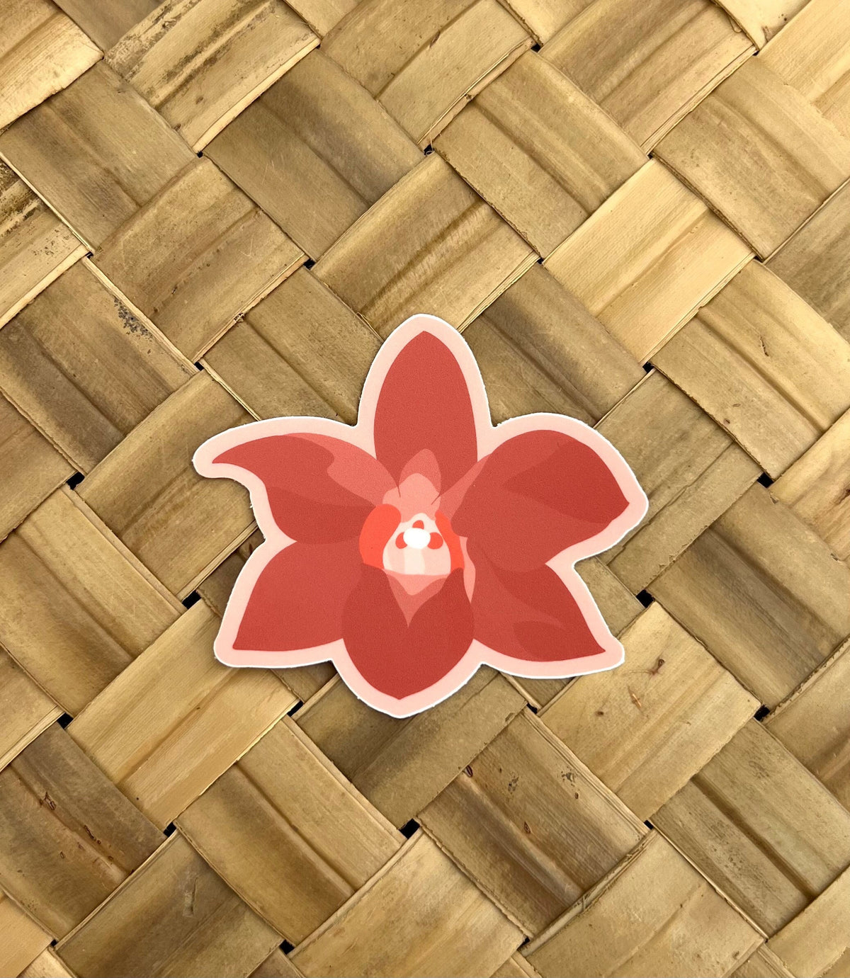 Orchid Red Pink Flower Sticker, 3x2.75"