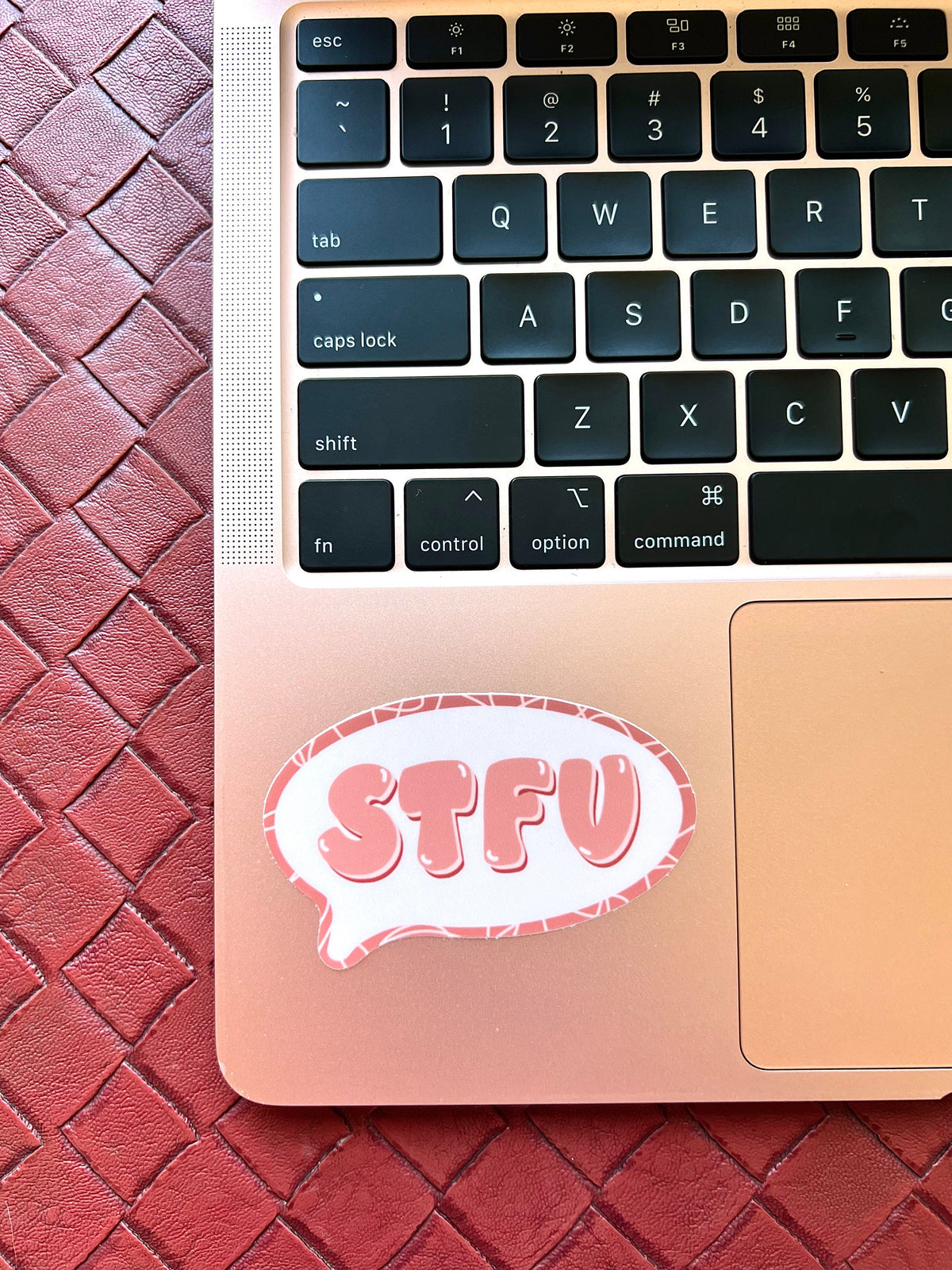 STFU Shut The Fuck Up Word Bubble Pink Sticker/Magnet, 3x1.75"