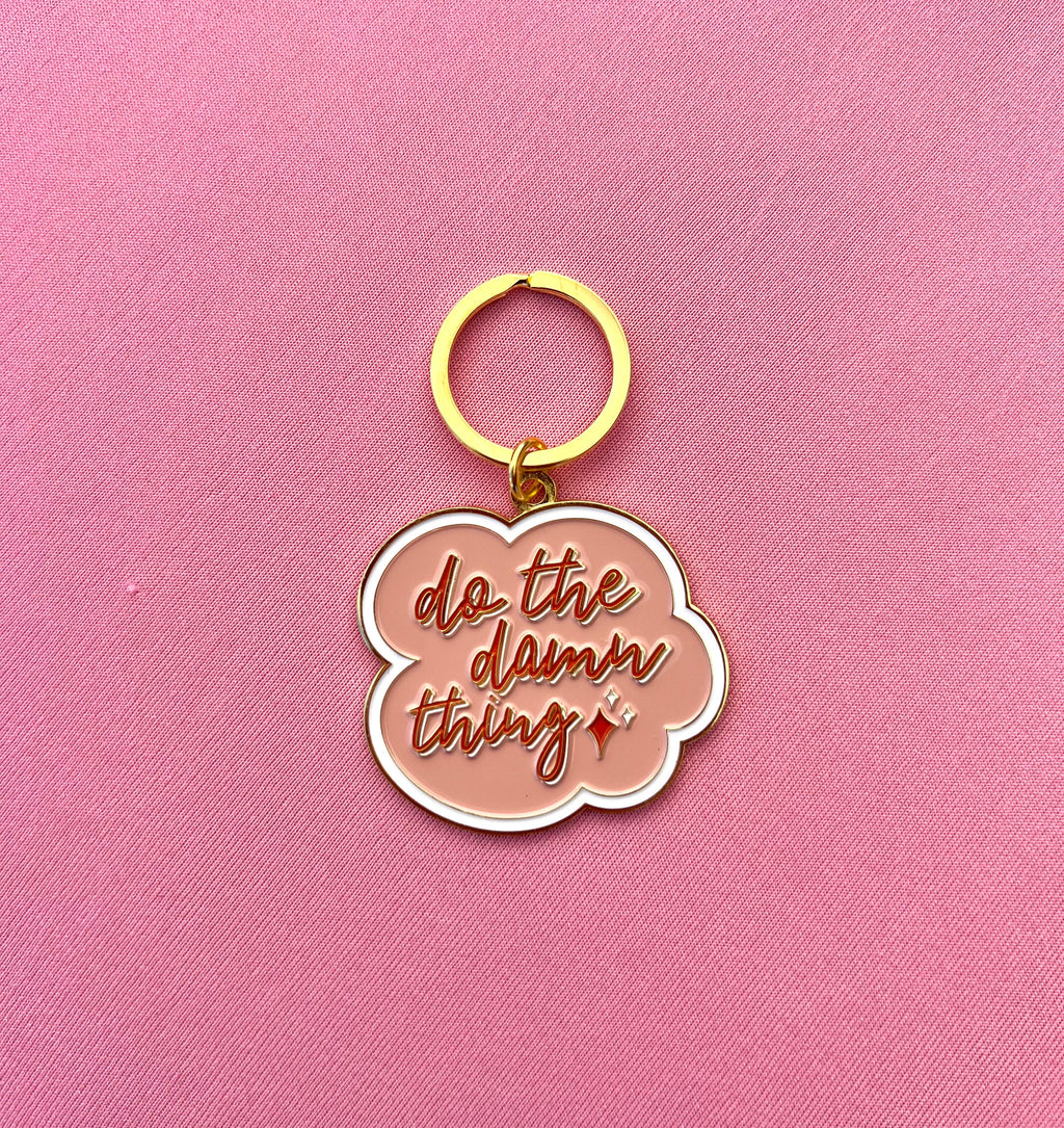 Do the Damn Thing, Soft Enamel Gold Metal Keychain, 2x1.75"