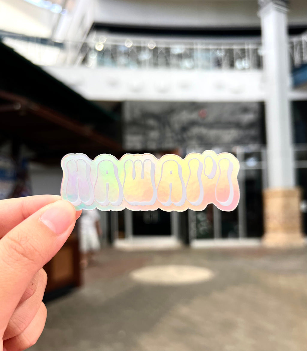 Holographic Hawai'i Sticker, 3x1"