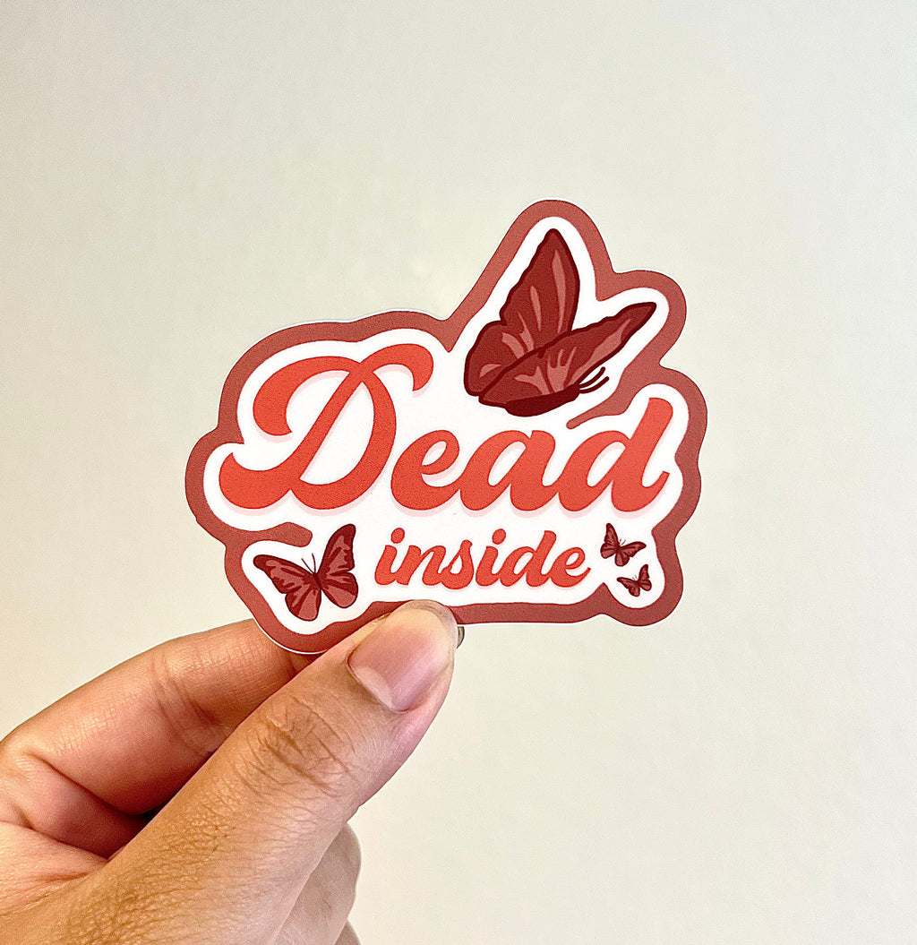 Dead Inside Butterflies Sticker/Magnet, 3x2.5in.