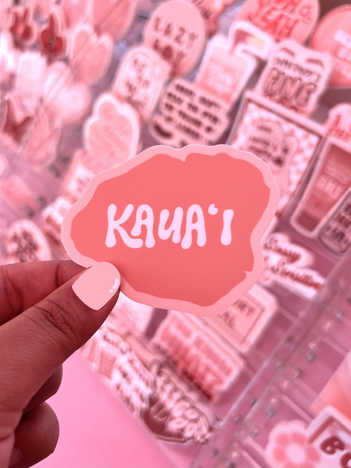 Kaua'i Island Pink Sticker/Magnet, 3x2.4"