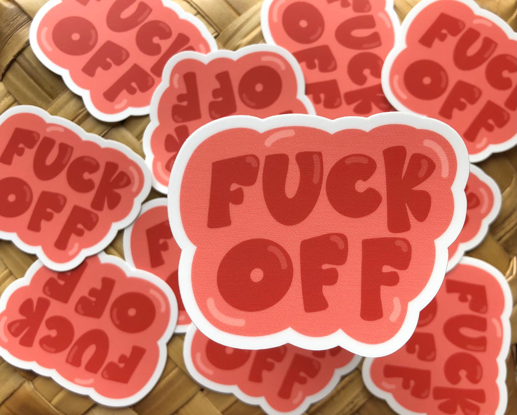 Fuck Off Bubble Sticker/Magnet, 3x2.25 in.