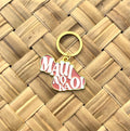 Maui No Ka Oi, Soft Enamel Gold Metal Keychain, 2x1.5"