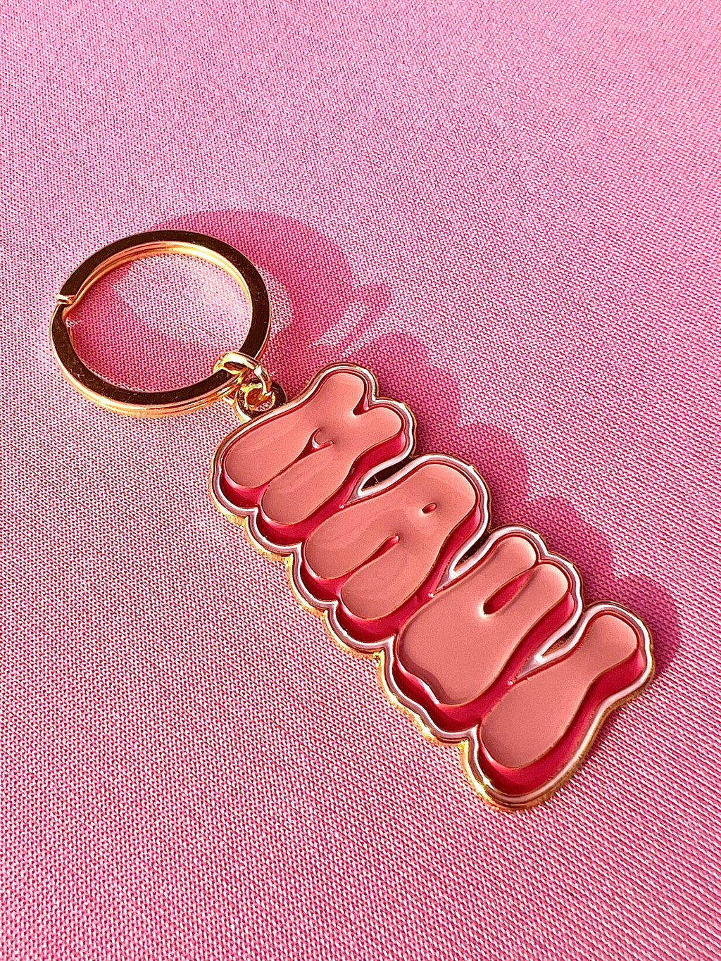 Maui Pink, Soft Enamel Gold Metal Keychain, 2x1"