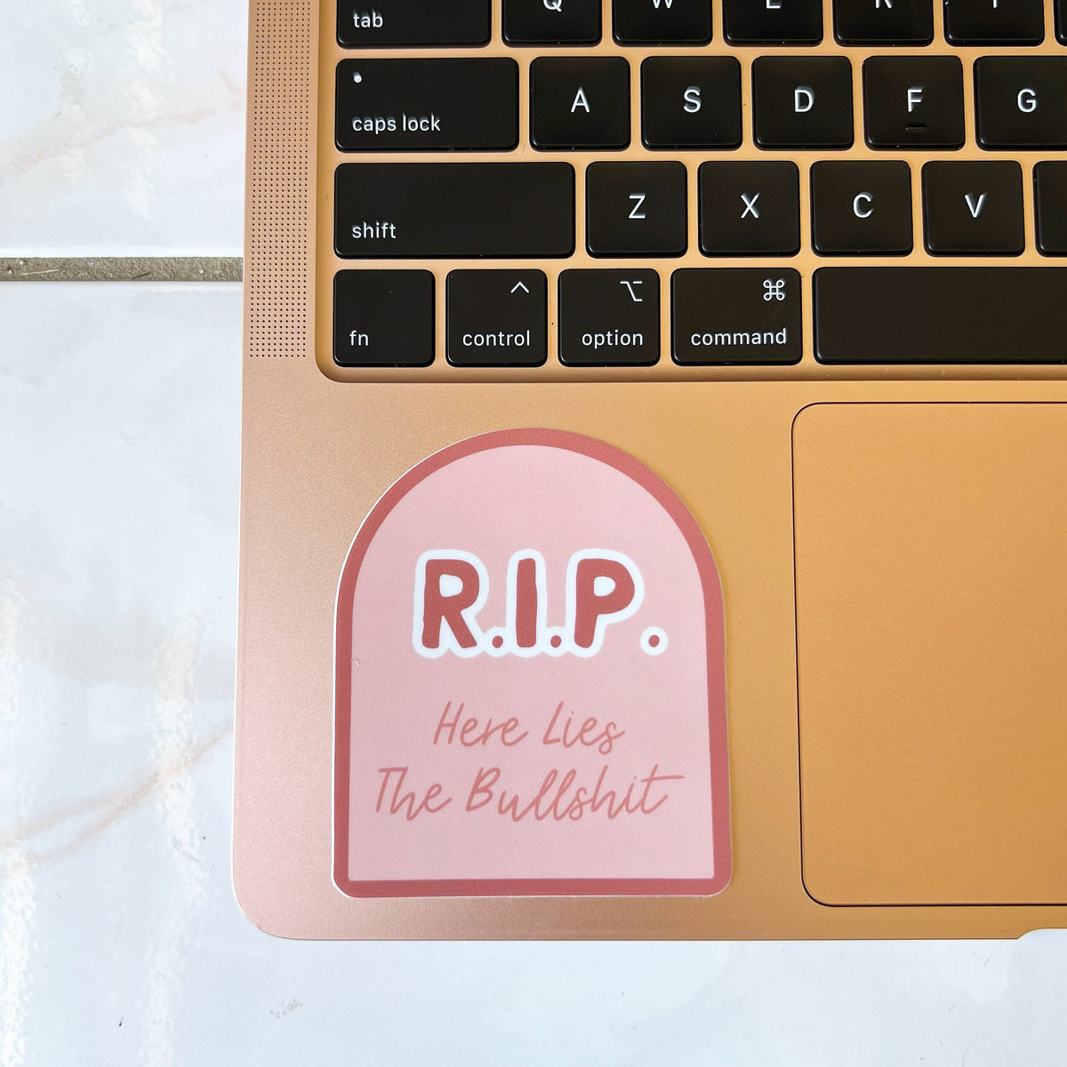 RIP Here Lies the Bullshit Sticker/Magnet, 3x2.5in.