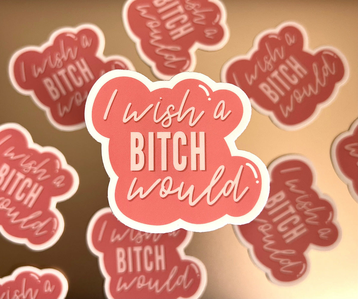 I Wish a Bitch Would Sticker/Magnet, 3x2.75in.