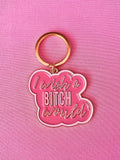 I Wish A Bitch Would, Soft Enamel Gold Metal Keychain, 2x1.75"