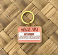 Hello I'm A Recovering People Pleaser, Soft Enamel Gold Metal Keychain, 2x1.4"
