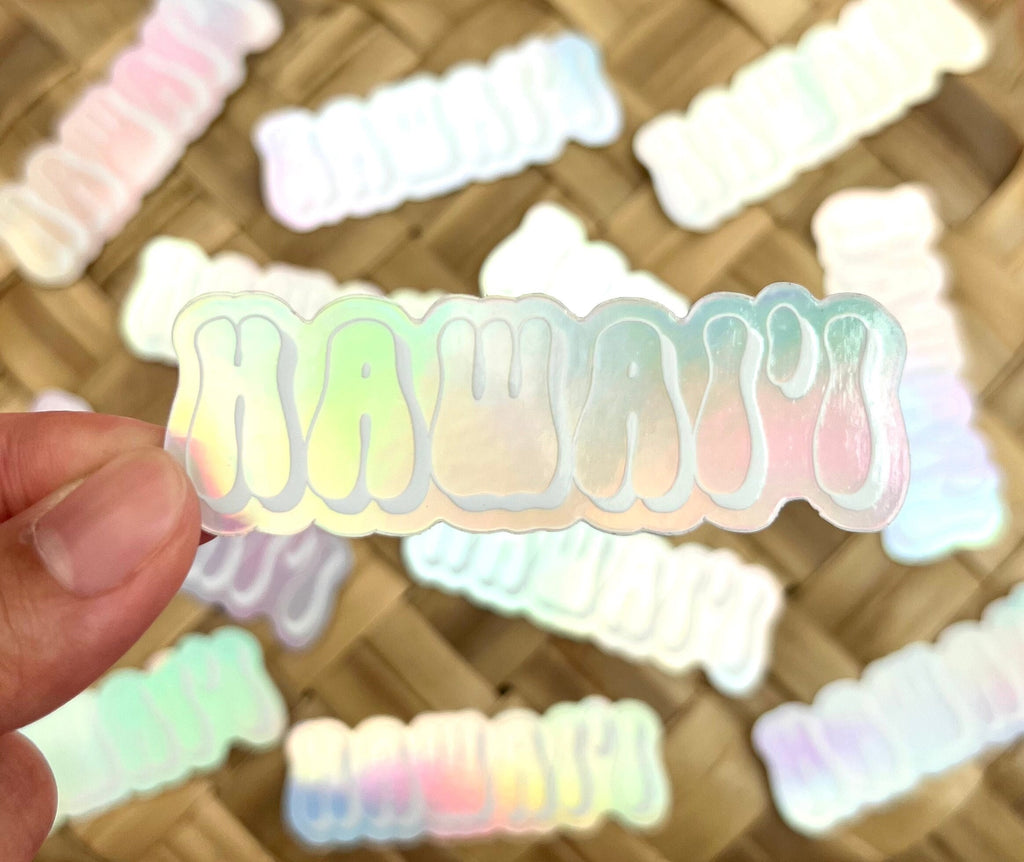 Holographic Hawai'i Sticker, 3x1"