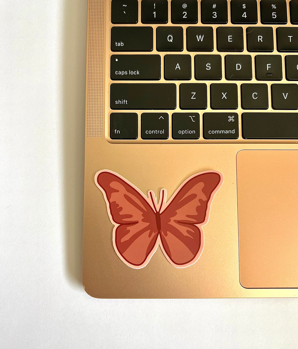 Maroon Pink Butterfly Sticker/Magnet 3x2.25in.