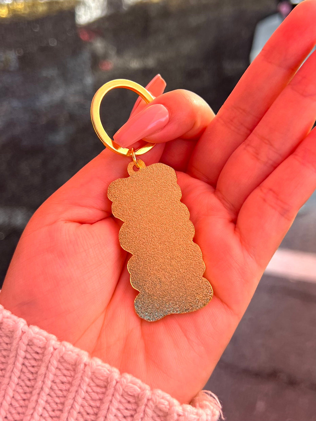Maui Pink, Soft Enamel Gold Metal Keychain, 2x1"