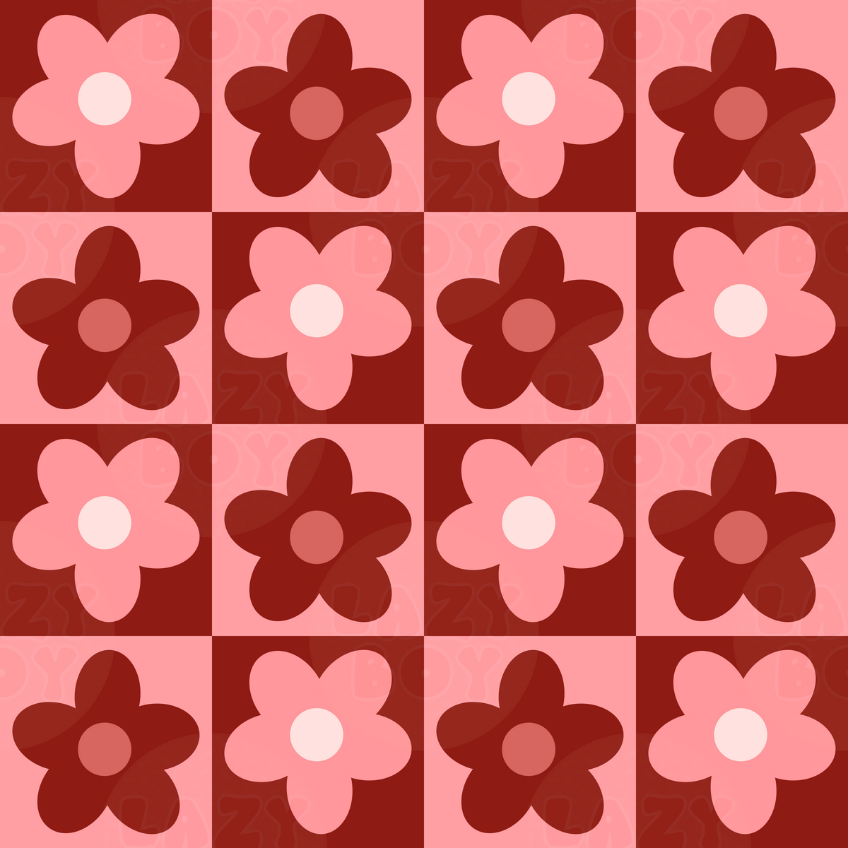 Checkered Daisies, Seamless Surface Pattern