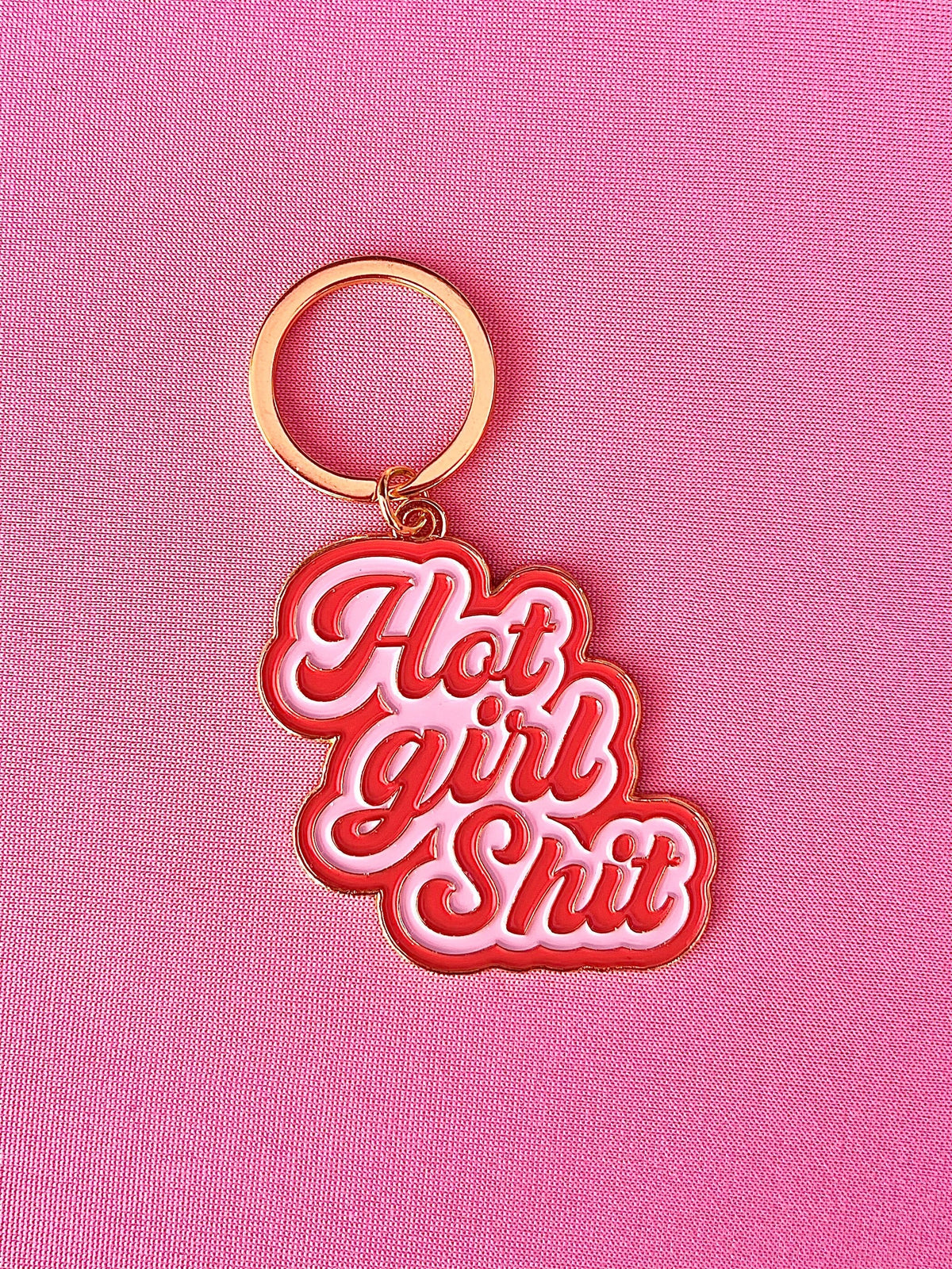 Hot Girl Shit, Soft Enamel Gold Metal Keychain, 2x2"