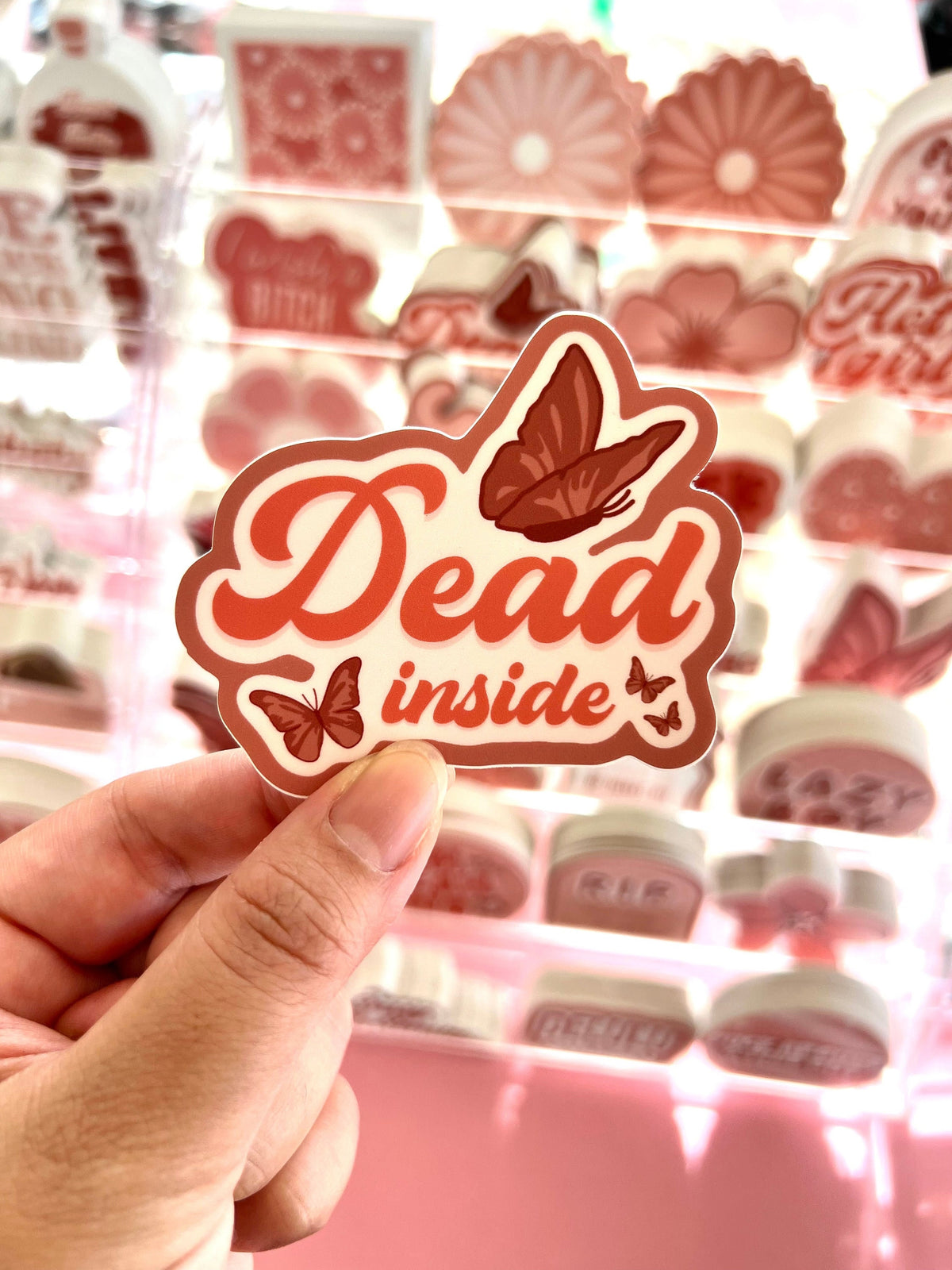 Dead Inside Butterflies Sticker/Magnet, 3x2.5in.