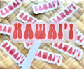 Hawaii Red Pink Clear Sticker, 3x1 in.
