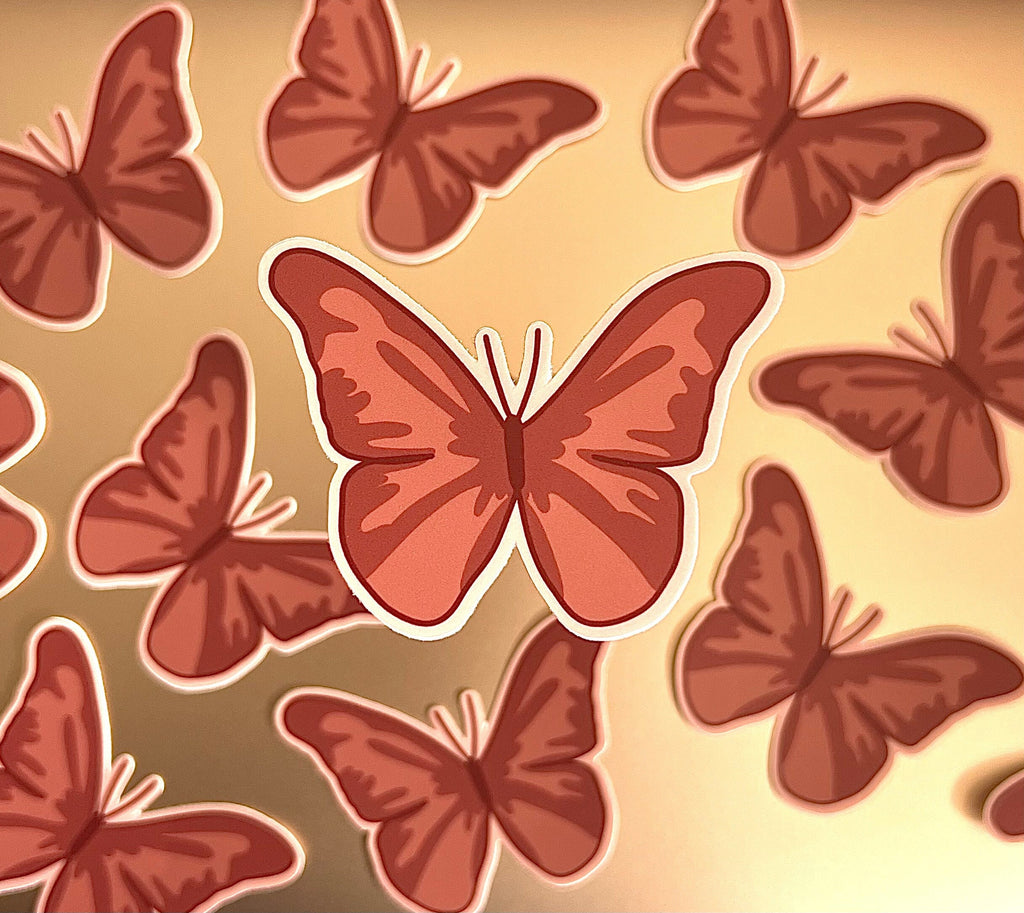 Maroon Pink Butterfly Sticker/Magnet 3x2.25in.