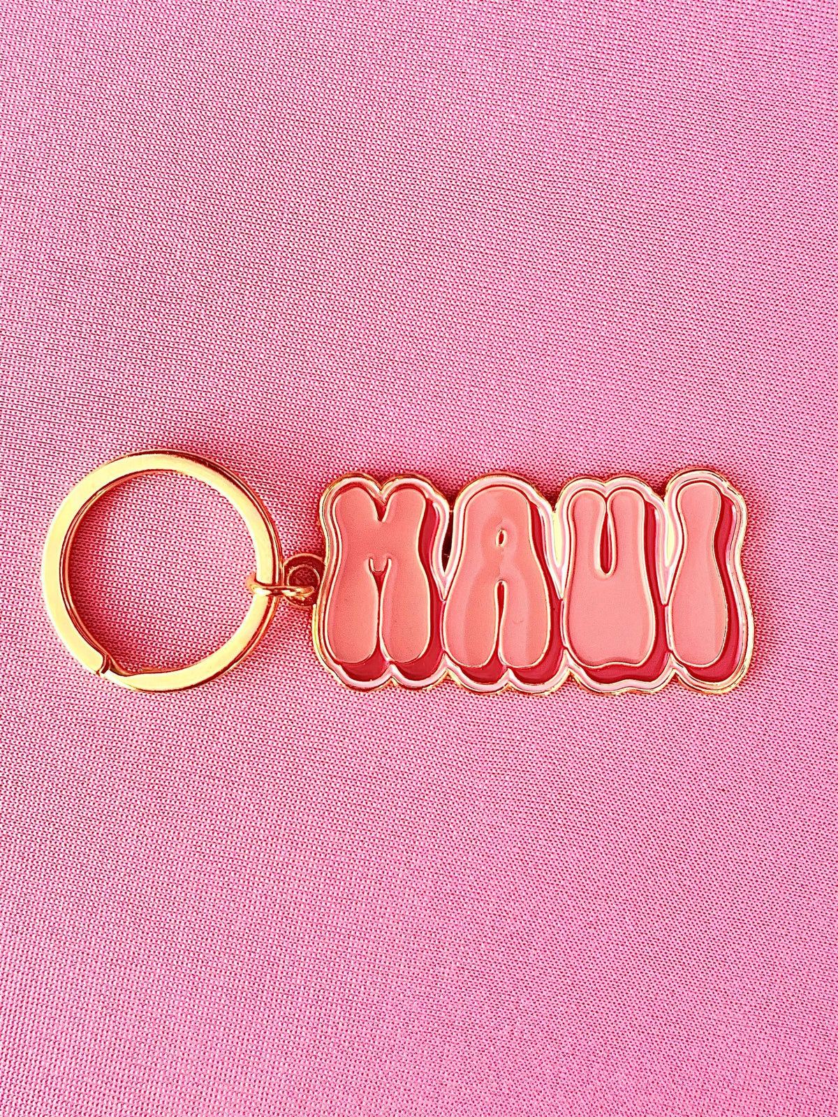 Maui Pink, Soft Enamel Gold Metal Keychain, 2x1"