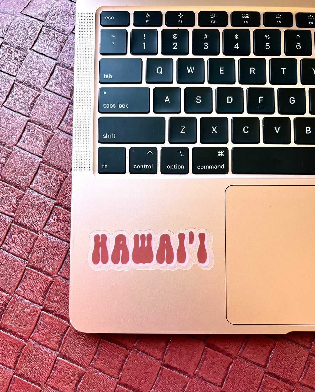 Hawaii Red Pink Clear Sticker, 3x1 in.