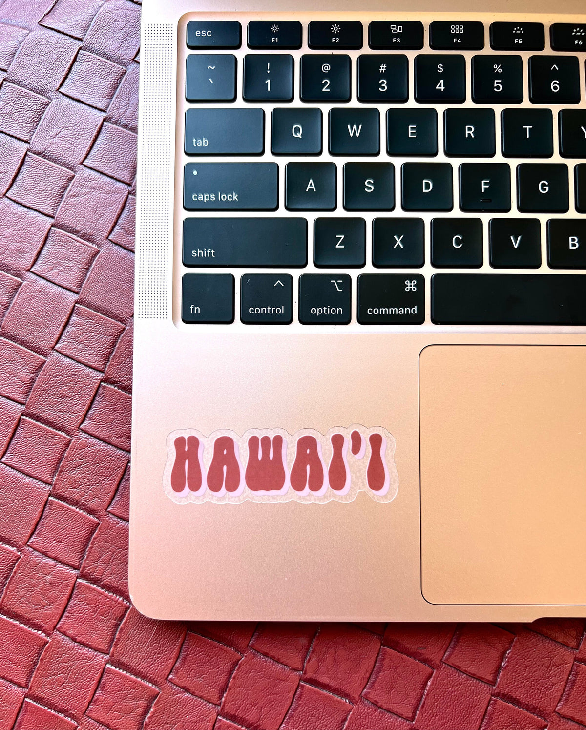 Hawaii Red Pink Clear Sticker, 3x1 in.
