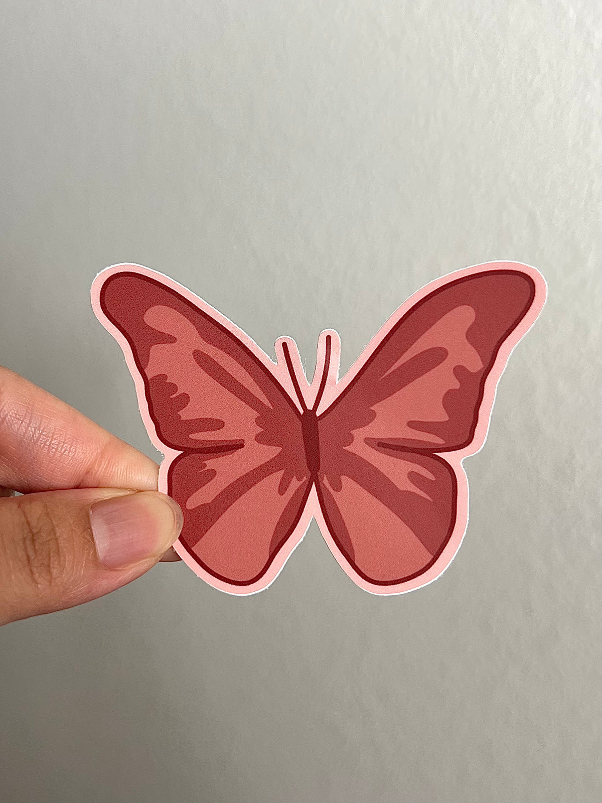 Maroon Pink Butterfly Sticker/Magnet 3x2.25in.