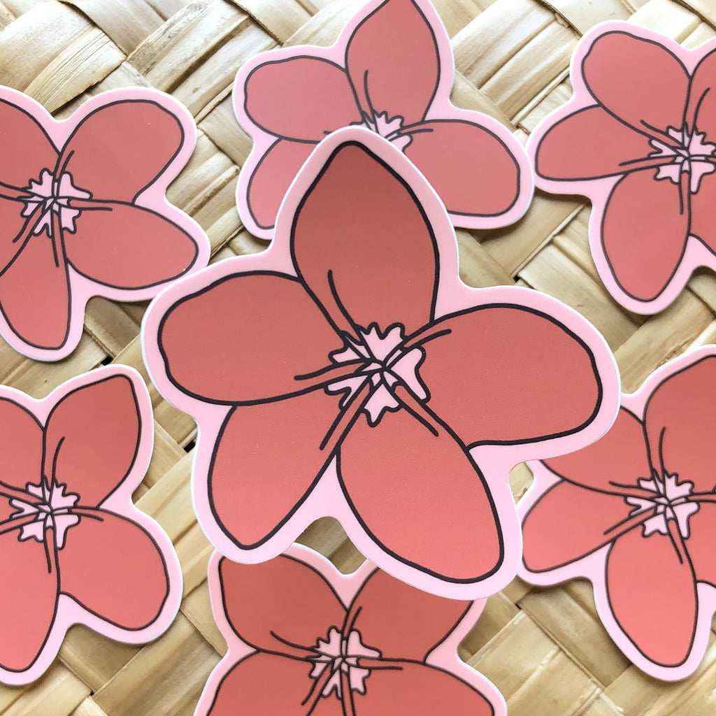 Plumeria #1 Flower Sticker/Magnet, 3x3in.