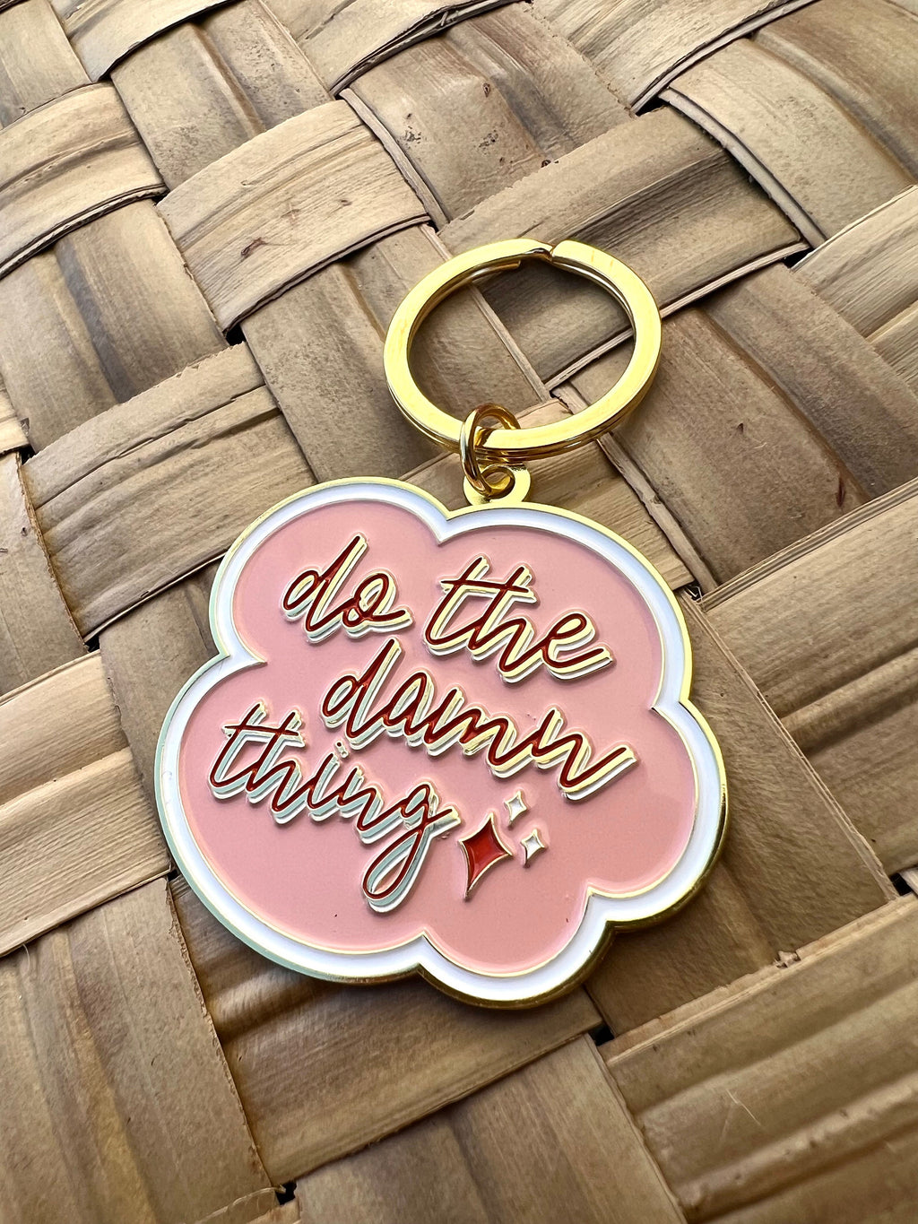 Do the Damn Thing, Soft Enamel Gold Metal Keychain, 2x1.75"