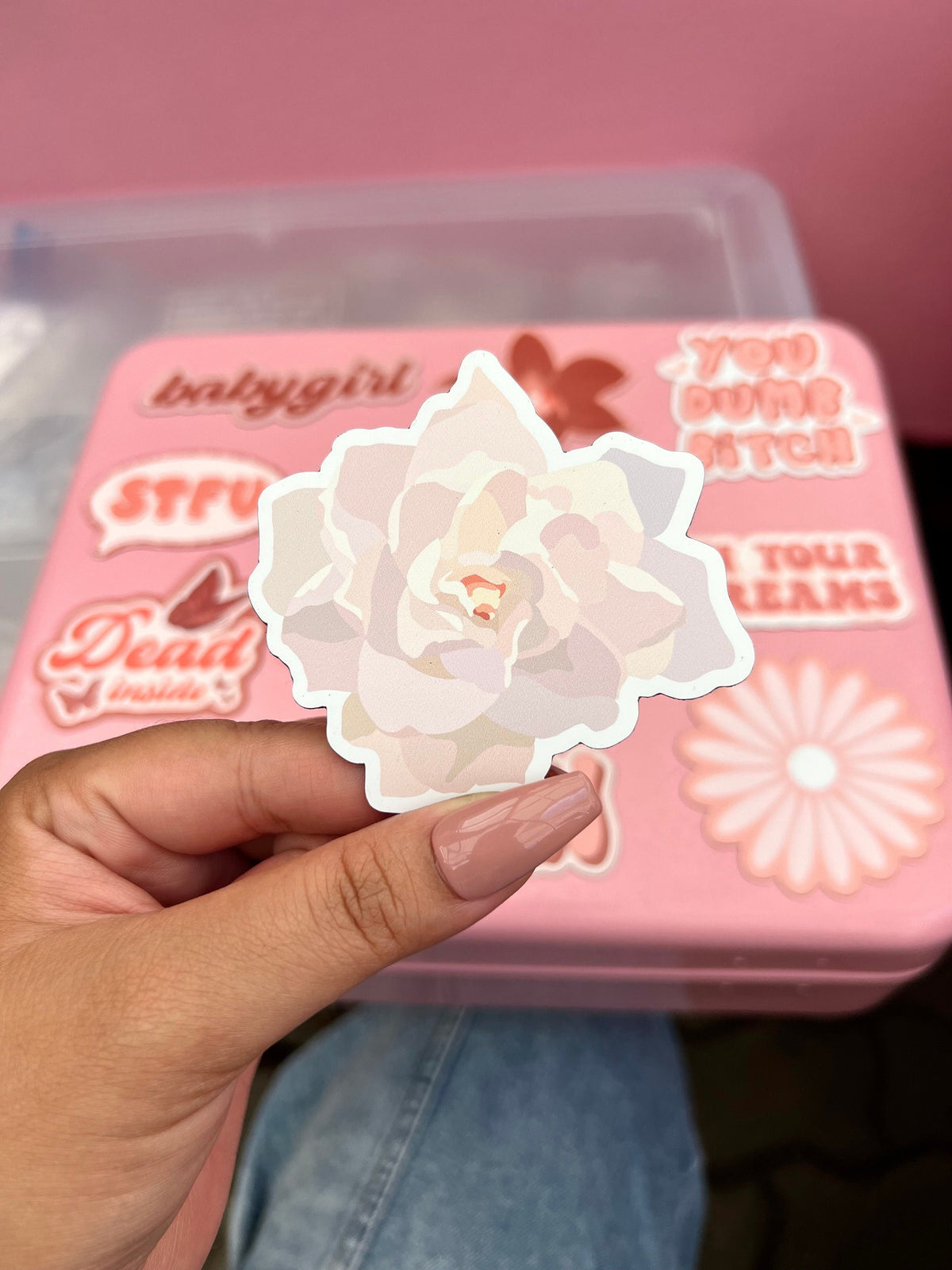 Gardenia Flower Pink Magnet, 3x3in.