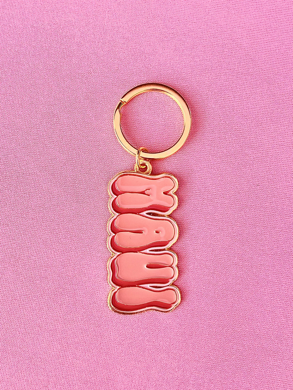 Maui Pink, Soft Enamel Gold Metal Keychain, 2x1"
