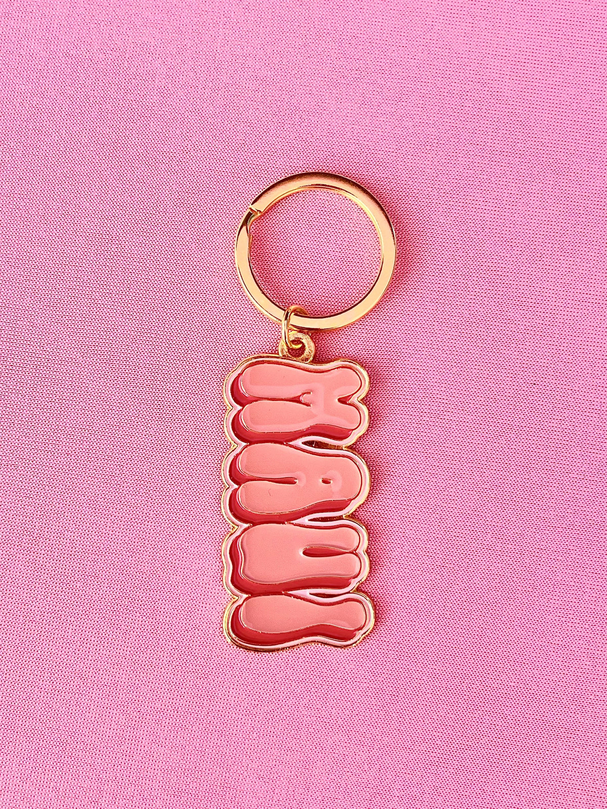 Maui Pink, Soft Enamel Gold Metal Keychain, 2x1"