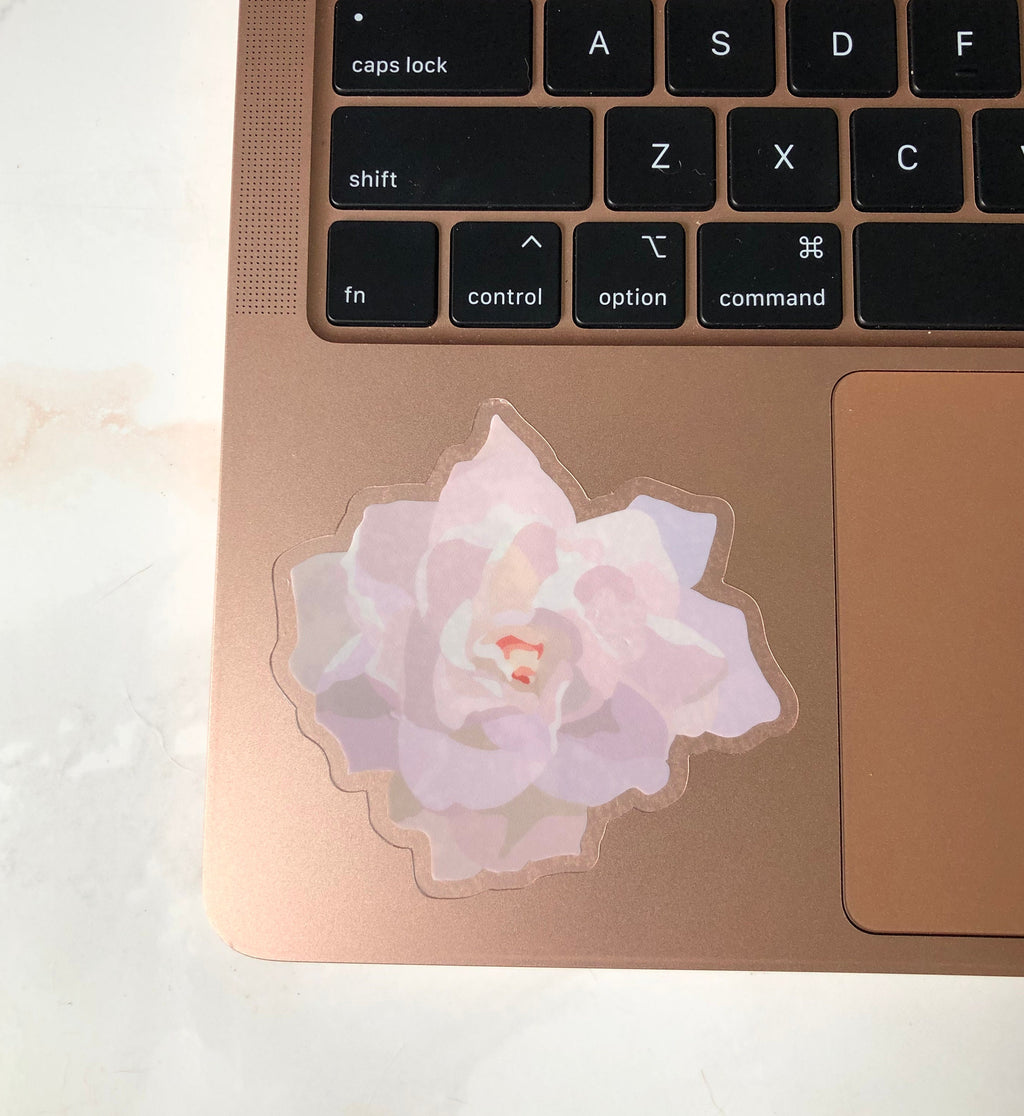Gardenia Flower Clear Sticker, 3x3in.