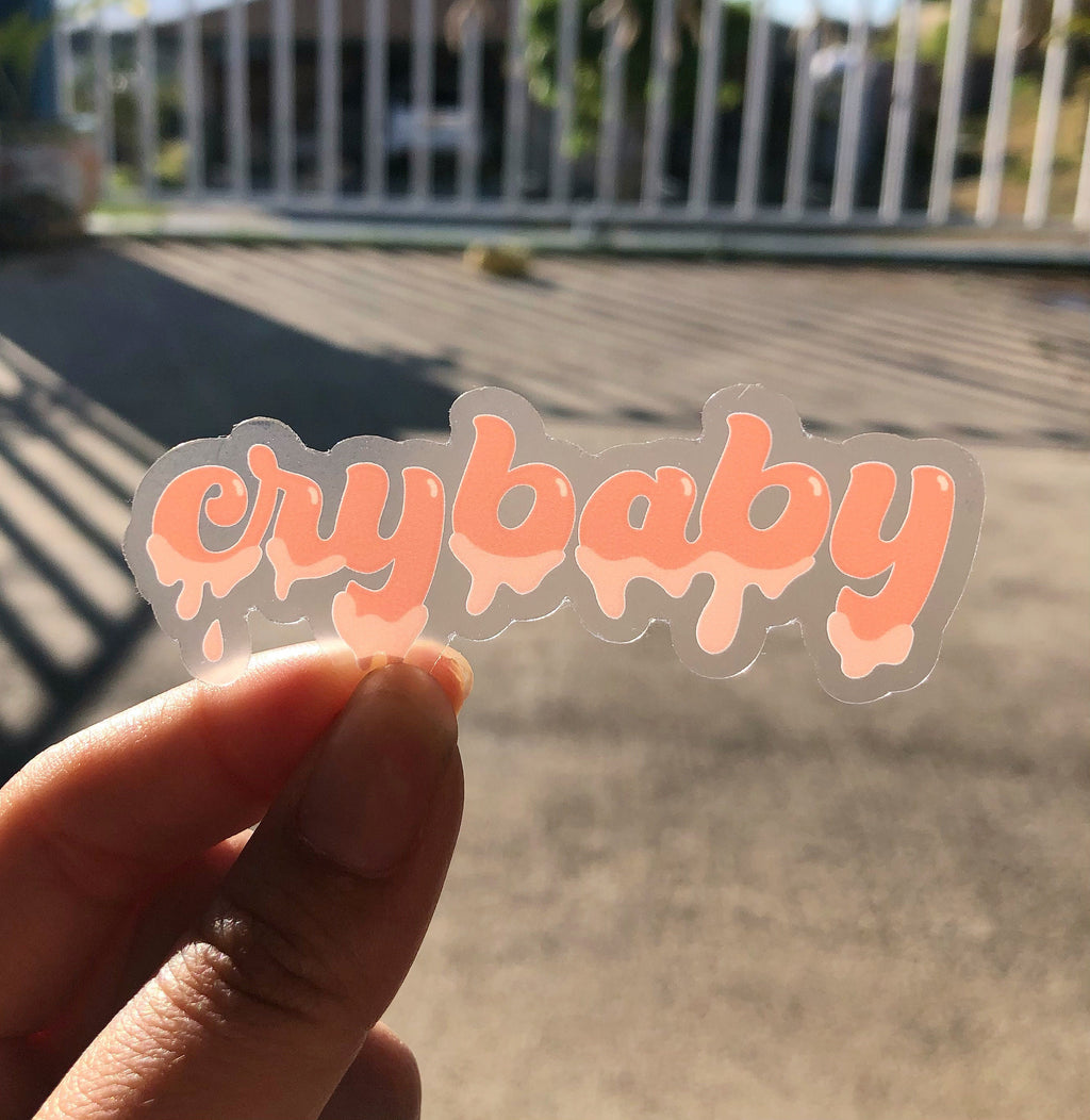 Cry Baby Clear Sticker, 3x1.25"