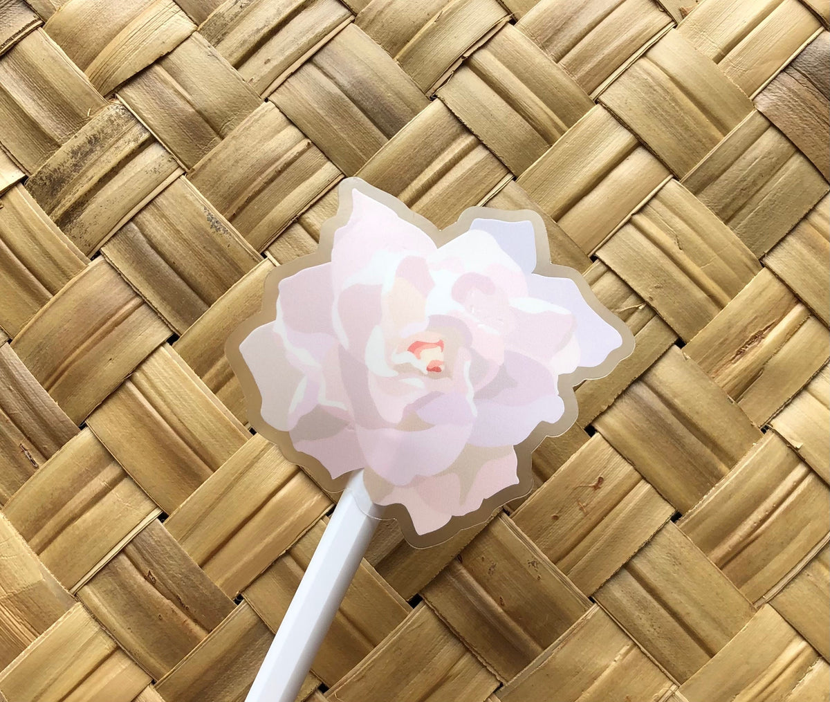 Gardenia Flower Clear Sticker, 3x3in.